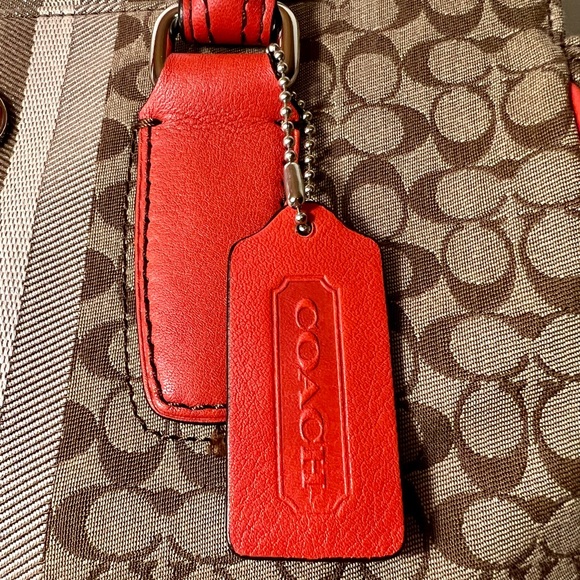 Coach Signature Legacy Stripe Canvas/ Leather Carry All Tote - Picture 3 of 10